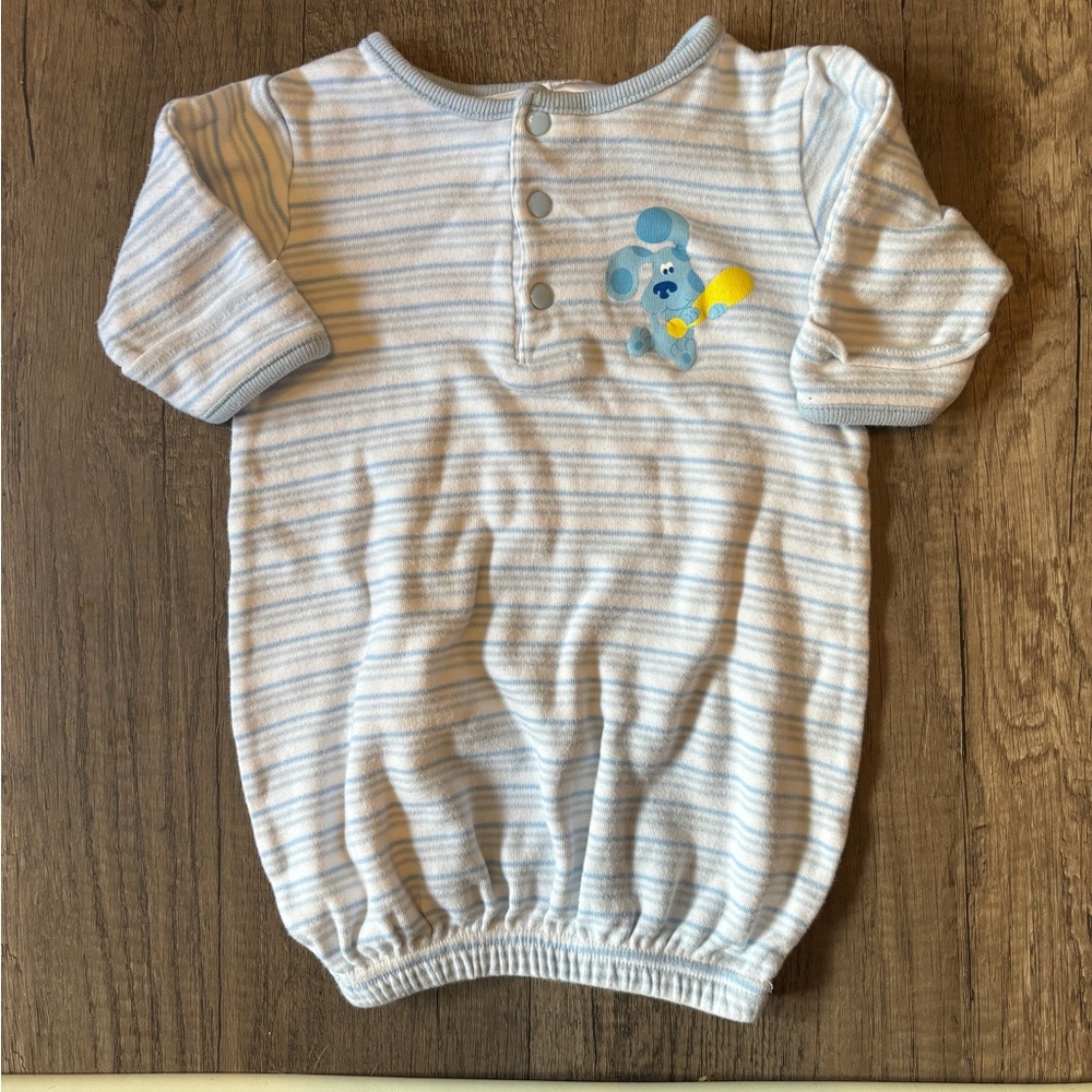 Vintage 2000s Y2K Baby Blues Clues Baby Newborn Gown 0-3m Baseball